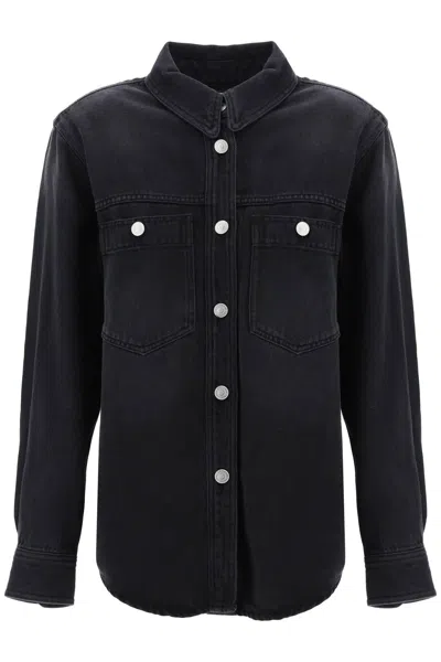 Shop Isabel Marant Denim Talbot Shirt In Black