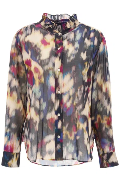 Shop Marant Etoile Isabel  Gamble Shirt With Shaded Motif In Multicolor