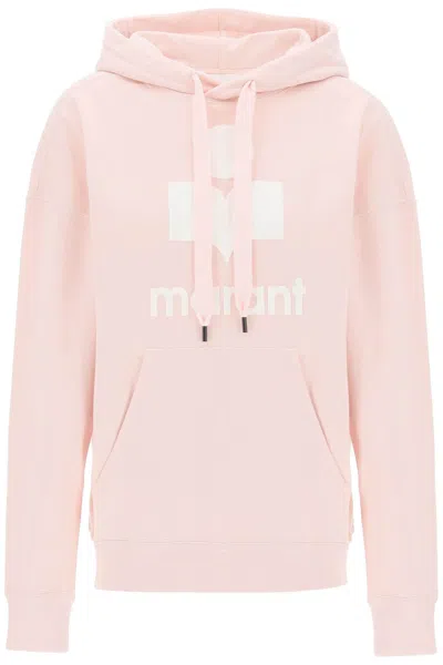 Shop Marant Etoile Isabel  Felpa Con Cappuccio E Logo Floccato Mansel In Pink
