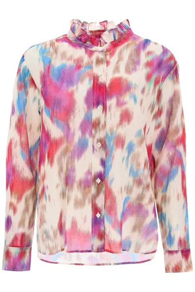 Shop Marant Etoile Isabel  Gamble Shirt With Shaded Motif In Multicolor