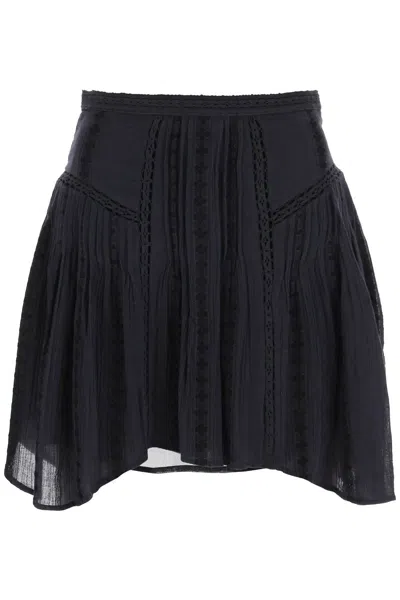 Shop Marant Etoile Isabel  Jorena Mini Skirt With Lace Inserts In Black