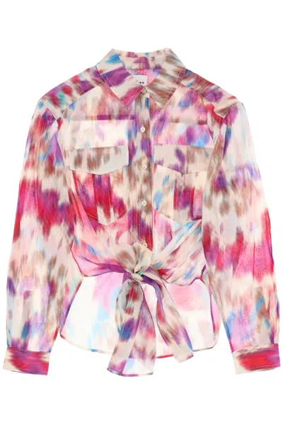 Shop Marant Etoile Isabel  Nath Tie Waist Shirt In Mixed Colours