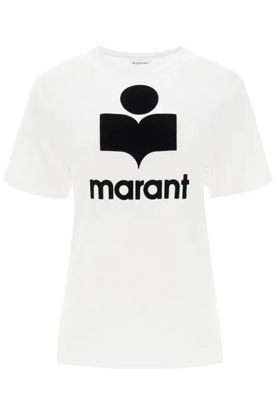 Shop Marant Etoile Isabel  Zewel T-shirt With Flocked Logo In White