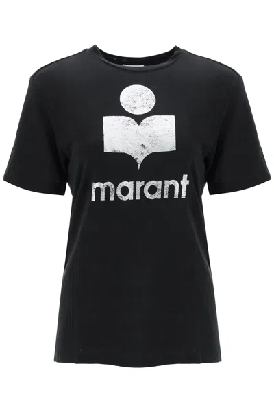 Shop Marant Etoile Isabel  Zewel T-shirt With Metallic Logo Print In Mixed Colours