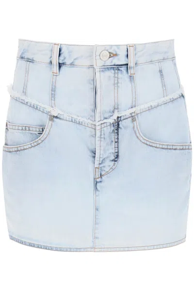 Shop Isabel Marant Narjis Denim Mini Skirt In Light Blue