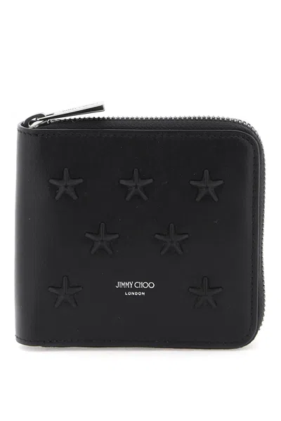Shop Jimmy Choo Zip-around Wallet With Stars In Black