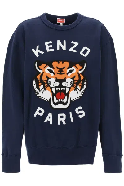 Shop Kenzo 'lucky Tiger' Oversized Sweatshirt In Blue