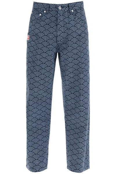 Shop Kenzo Monkey Workwear Jeans With Seigaiha Print In Mixed Colours