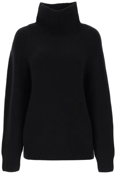 Shop Khaite 'landen' Oversized Funnel-neck Sweater In Black