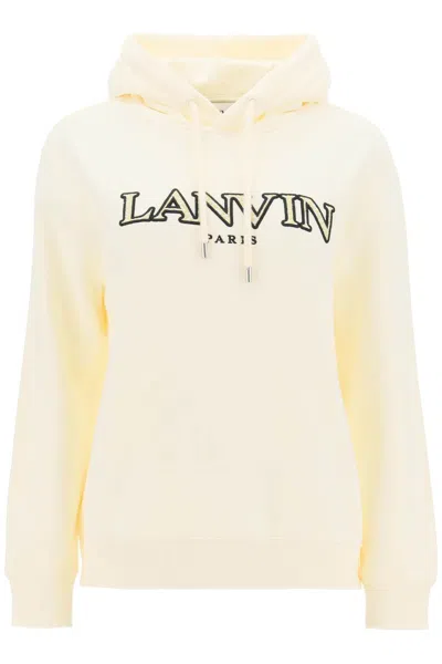 Shop Lanvin Curb Logo Hoodie In White
