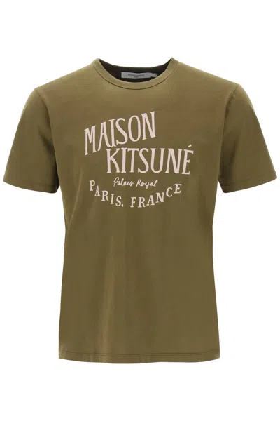 Shop Maison Kitsuné 'palais Royal' Print T-shirt In Khaki