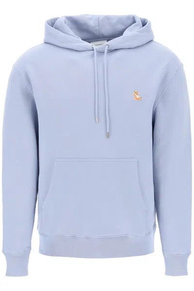 Shop Maison Kitsuné Chillax Fox Hooded Sweatshirt In Light Blue