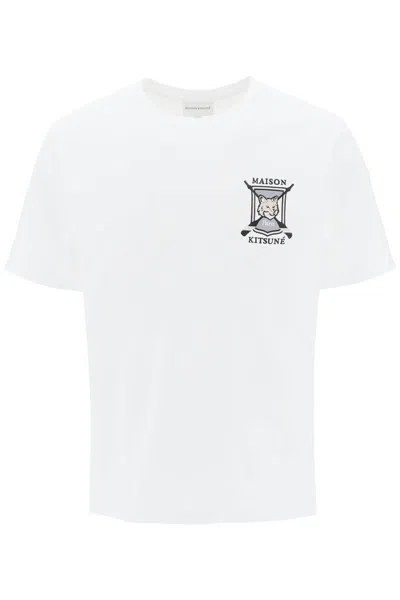 Shop Maison Kitsuné College Fox Embroidered T-shirt In White