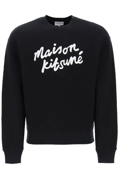 Shop Maison Kitsuné Crewneck Sweatshirt With Logo In Black