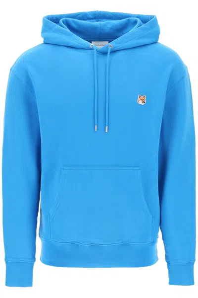 Shop Maison Kitsuné Fox Head Hooded Sweatshirt In Blue