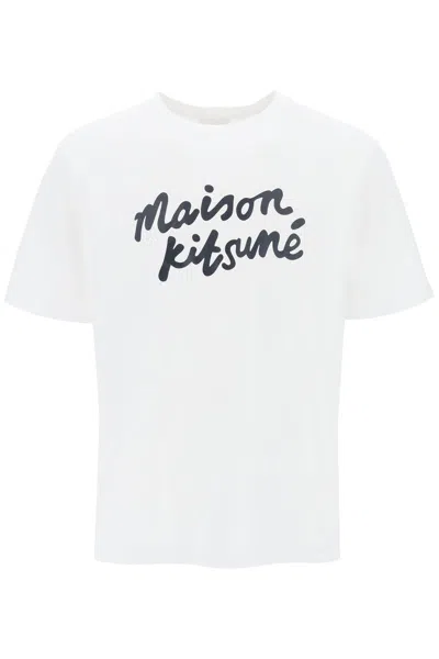 Shop Maison Kitsuné T-shirt With Logo In Handwriting In White