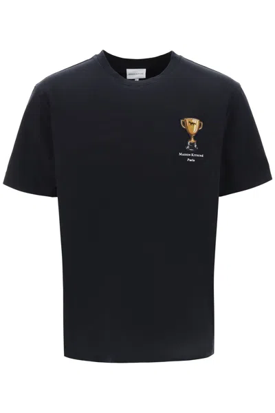Shop Maison Kitsuné T-shirt With Trophy Embroidery In Black