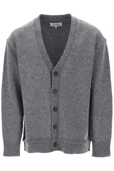 Shop Maison Margiela Cardigan With Elbow Patches In Grey