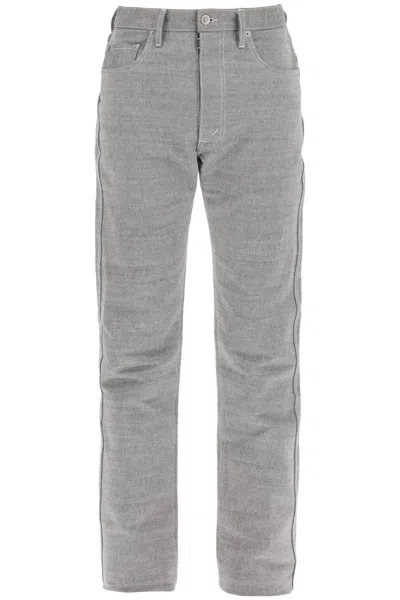 Shop Maison Margiela Five-pocket Trousers In Mélange Effect Canvas In Grey