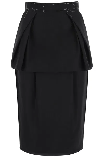 Shop Maison Margiela Work-in-progress Skirt In Silk And Cordura In Black