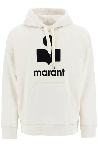 Shop Marant 'miley' Hoodie With Flocked Logo In Grey