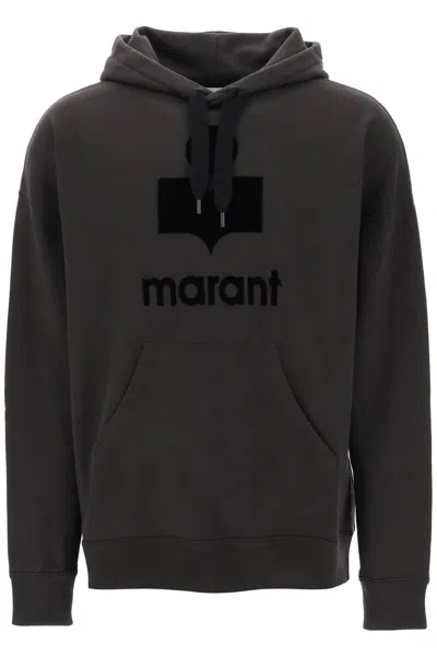 Shop Marant 'miley' Hoodie With Flocked Logo In Black