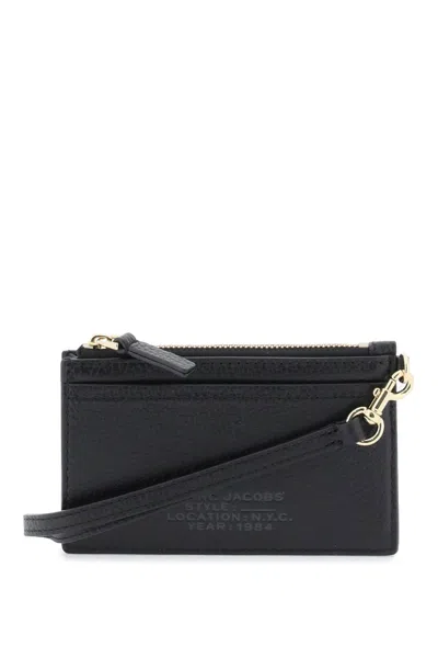 Shop Marc Jacobs The Leather Top Zip Wristlet In Black