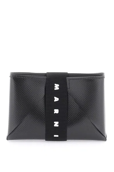 Shop Marni Faux Leather Card Holder In Black