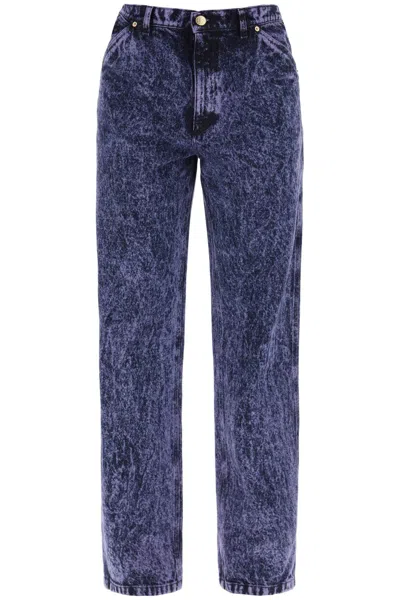Shop Marni Loose Marbleized Denim Jeans In In Purple