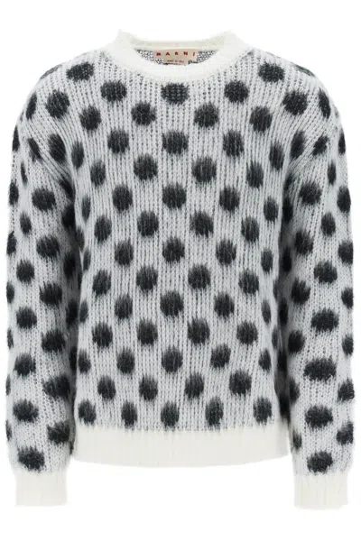 Shop Marni Polka Dot Mohair Sweater In Mixed Colours