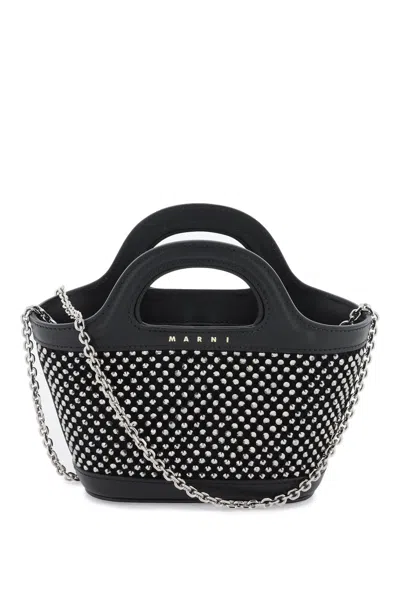 Shop Marni Tropicalia Micro Bag With Rhinestones In Black
