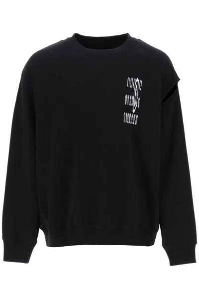 Shop Mm6 Maison Margiela "sweatshirt With Cut Out And Numeric In Black