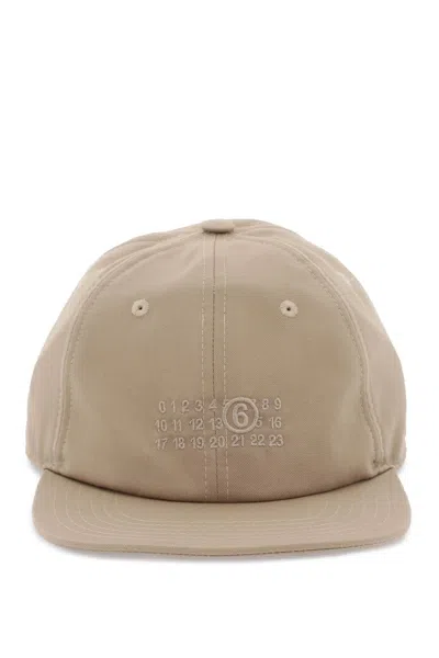 Shop Mm6 Maison Margiela Baseball Cap With Numeric Embroidery In Beige