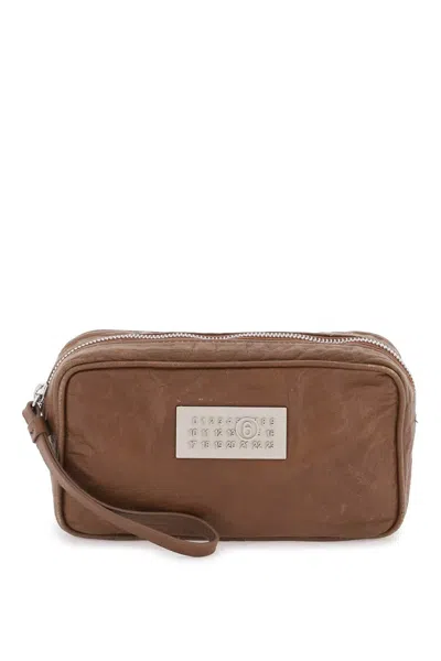 Shop Mm6 Maison Margiela Numeric Pouch Bag In Brown