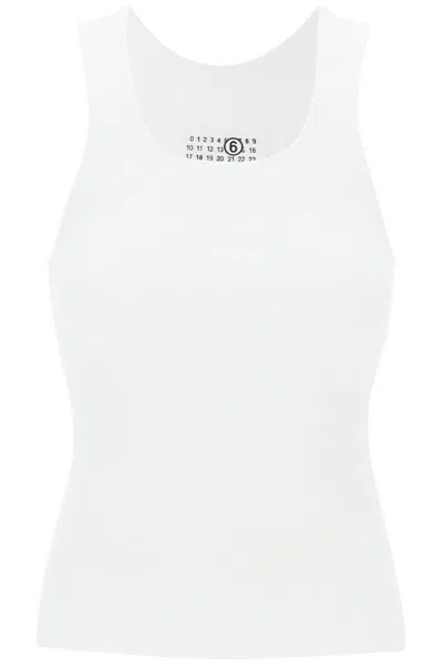 Shop Mm6 Maison Margiela Tank Top With Numeric Logo In White
