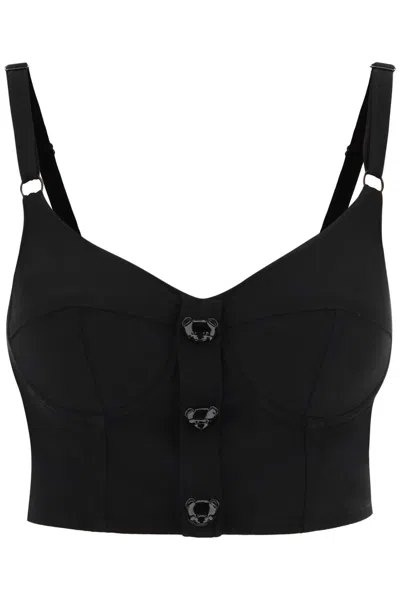 Shop Moschino Bustier Top With Teddy Bear Buttons In Black