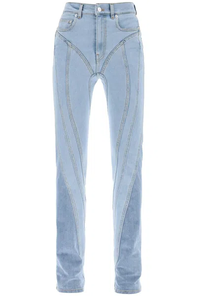 Shop Mugler Spiral Two-tone Skinny Jeans In Mixed Colours