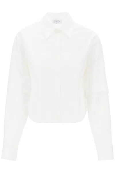 Shop Off-white Camicia Con Dettaglio Logo Ricamato In White