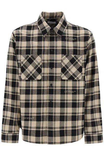 Shop Off-white Check Flannel Shirt In Mixed Colours