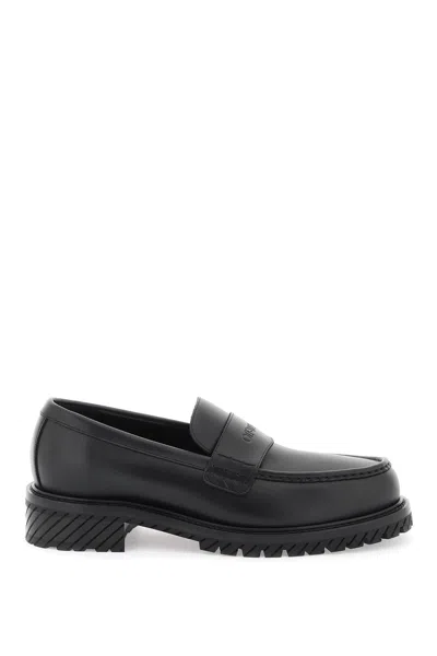 Shop Off-white Leather Loafers For In Black
