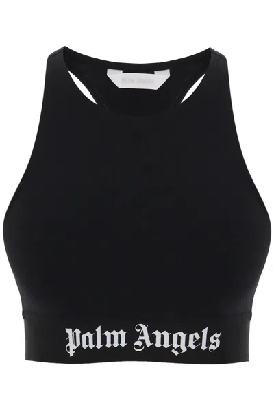 Shop Palm Angels "sport Bra With Branded Band" In Black