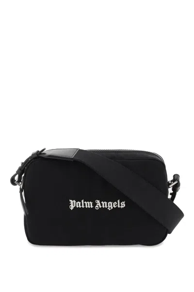 Shop Palm Angels Camera Bag Con Logo Ricamato In Black