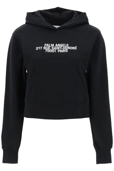 Shop Palm Angels Cropped Hoodie With Embroidery In Black