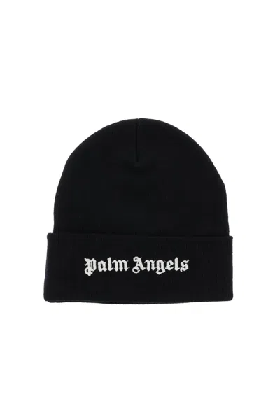 Shop Palm Angels Embroidered Logo Beanie Hat In Black