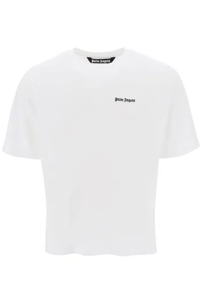 Shop Palm Angels Jersey T-shirt With Logo Embroidery In White