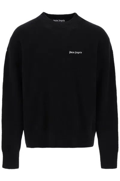 Shop Palm Angels Sweater With Logo Embroidery In Black