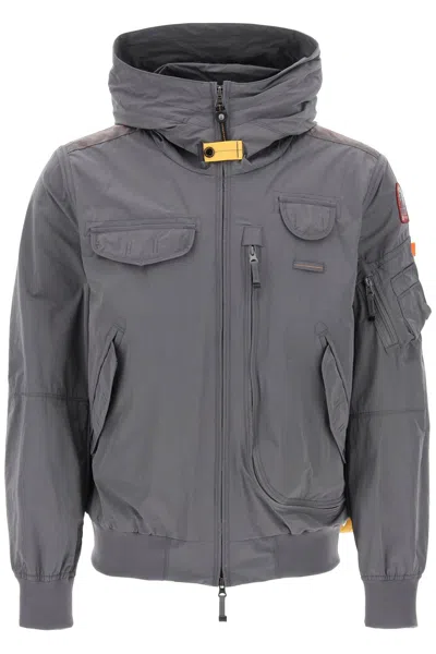 Shop Parajumpers Gobi Hooded Bomber Jacket In Grey