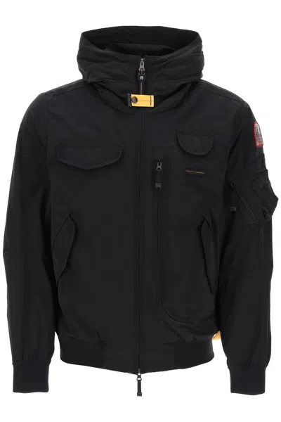 Shop Parajumpers Gobi Hooded Bomber Jacket In Black