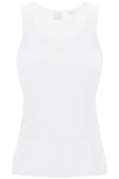 Shop Pinko Slim Fit Ribbed Tank Top In White