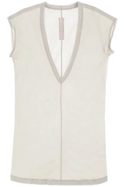 Rick Owens Dylan Maxi T-shirt With V Neck In Grey